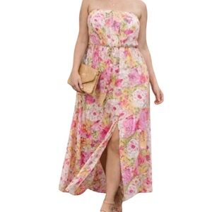 NWT Jessica Simpson strapless floral maxi dress Size XL